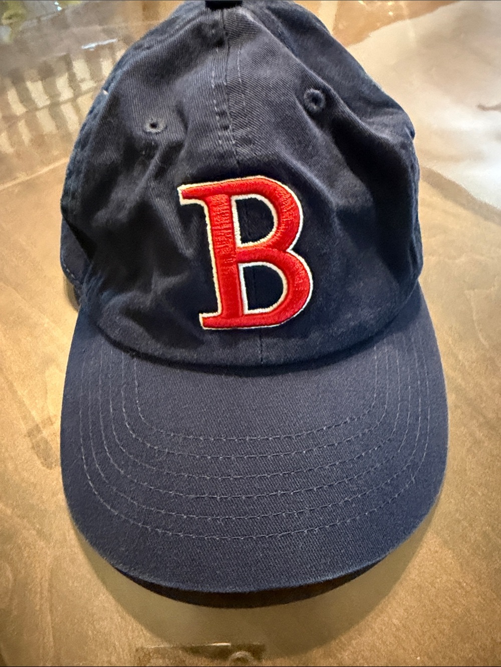 Navy Baseball Cap with Red 'B' Patch